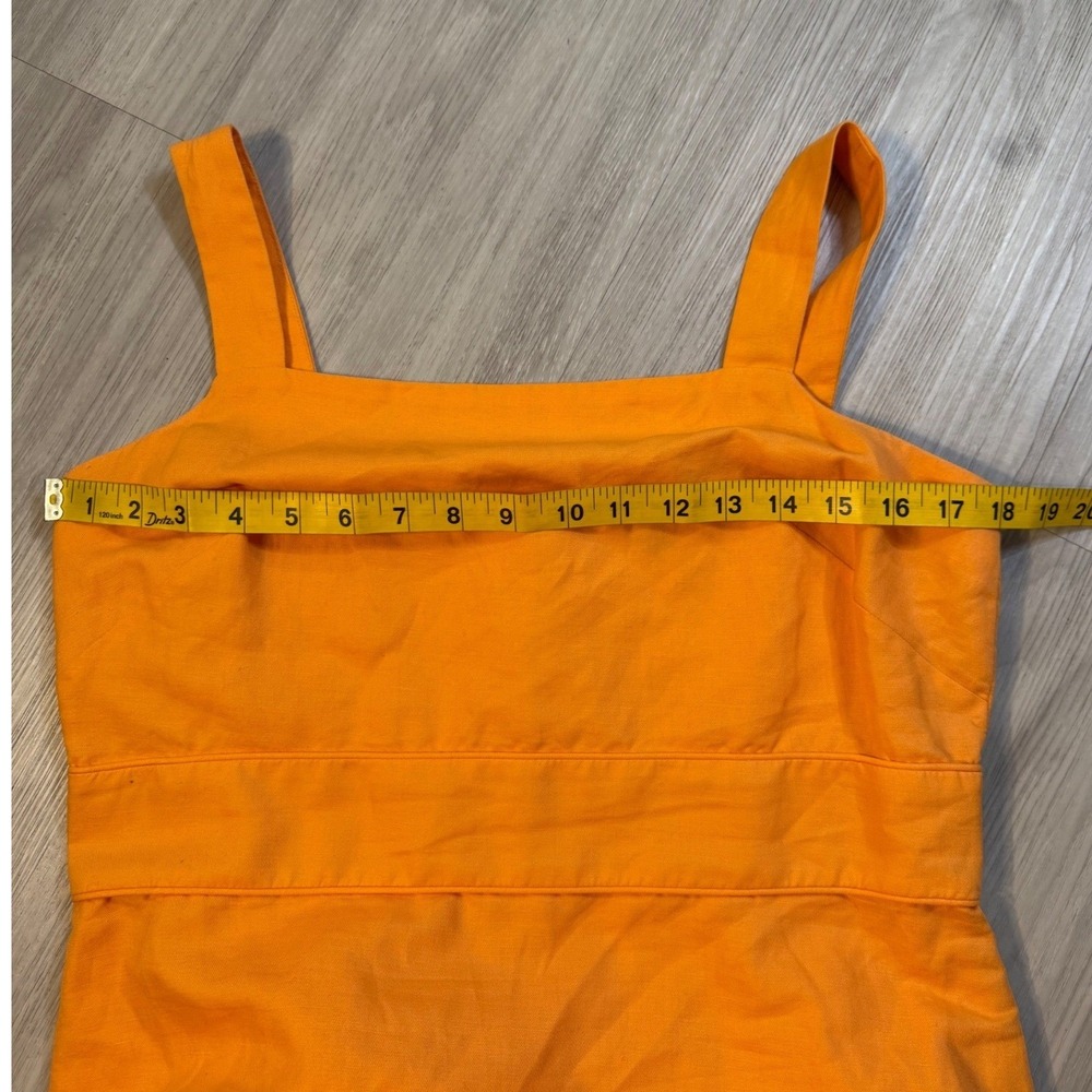 Ann Taylor Petite Orange Sleeveless Square Neck Sheath Dress 12P linen - Picture 8 of 11